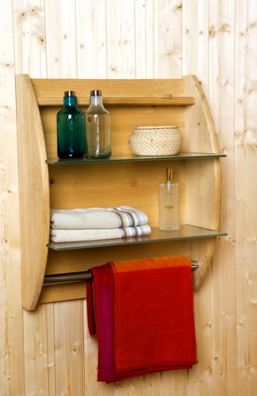 Weka Sauna-Holzregal mit 2 Glasb&ouml;den und Handtuchhalter