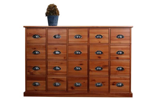 Apothekerschrank, Kiefer massiv, kirschbaumfarbig