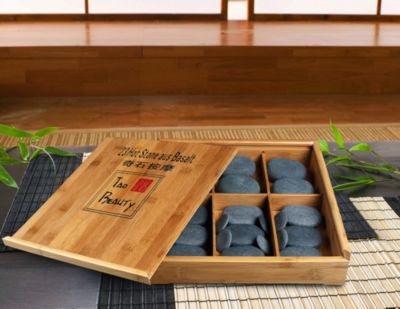 TAO Beauty Hot Stone Basaltsteine in Bambusbox, 23-tlg.