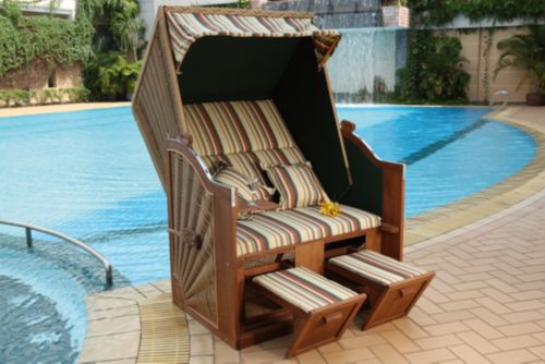 Strandkorb R&uuml;gen, beige gestreift