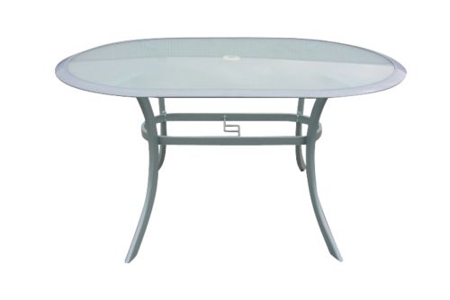 Alu Gartentisch mit Glasplatte, oval