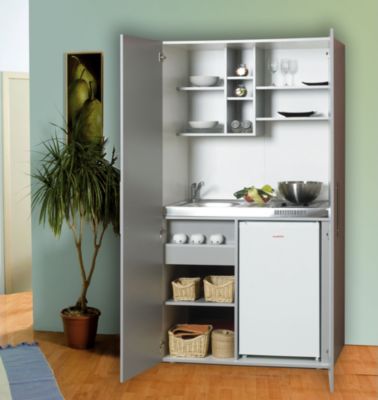 SchrankkÃŒche inklusive ElektrogerÃ€te - silber