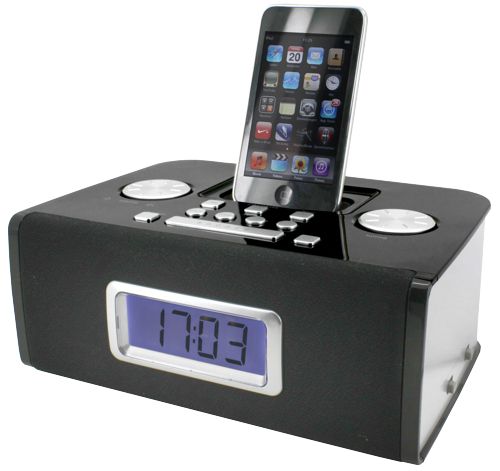 Die klassiche Technik in Form eines Uhrenradios trifft die neue durch die Dockingstation fÃŒr den iPod. Features: UKW/MW Radio Digitale Senderfrequenzanzeige iPod Docking (Nano, Mini, Classic, Touch) Automatische Ladefunktion fÃŒr iPod LCD Uhr mit Weckfunkt Soundmaster IP1040 iPod Station