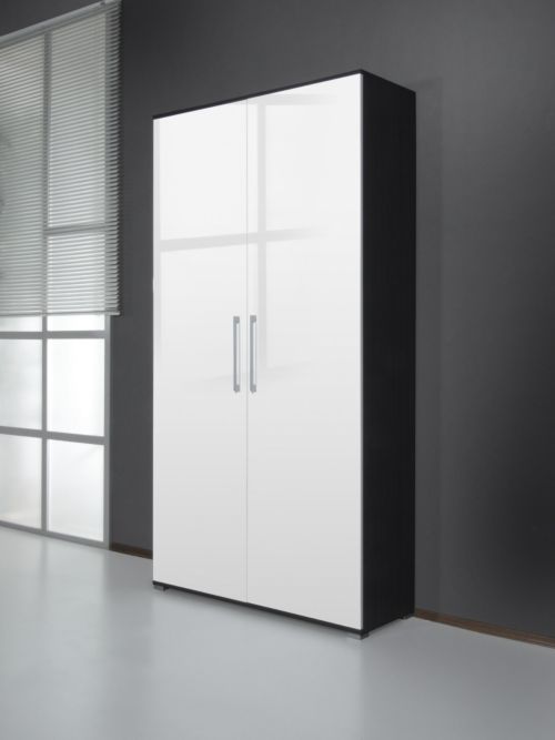 Schuhschrank Scarpa, Esche-Karbon-Nachbildung / wei&szlig;