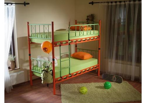 Etagenbett Carmen, Orange/Gr&uuml;n 90 x 190 cm