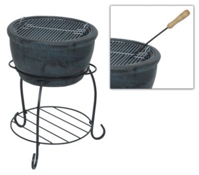 Grill auf MetallstÃ€nder, schwarze Glasur