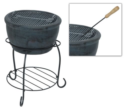 Grill auf Metallst&auml;nder, schwarze Glasur