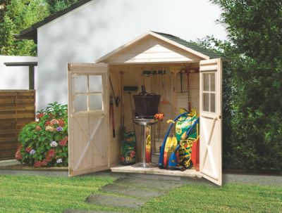 Weka Terrassenschrank Gr. 2 mit Satteldach und DoppeltÃŒr - Natur