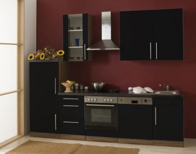 K&uuml;chenzeile Cucina inkl. Elektroger&auml;te - 280 cm, Schwarz Preisvergleich