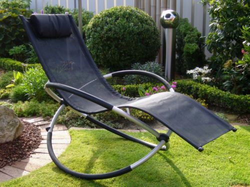 LECO 39300116 Alu-Schaukelstuhl Aluminium, Kunststoffgewebe 4 x 4, schwarz