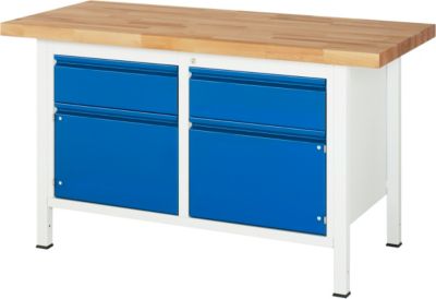 Rau Werkbank Premium Serie 243 - 1500 mm Breite mit 2 Unterbau-Containern