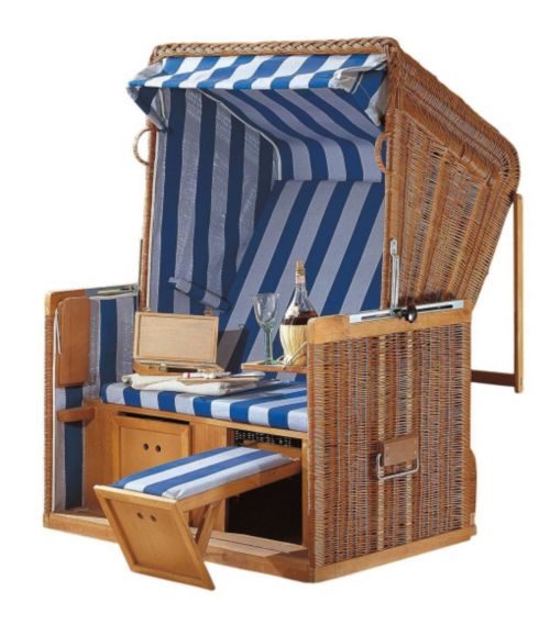 Weidenstrandkorb blau-wei&szlig;, ohne Schutzh&uuml;lle