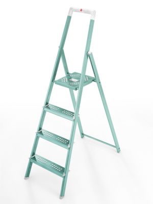 Hailo LifestyleLine L55 Alu Sicherheitsleiter 4 Stufen, Aqua