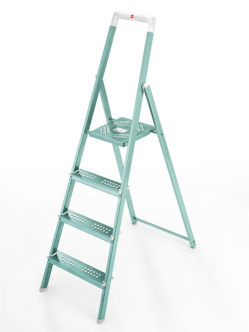 Hailo LifestyleLine L55 Alu Sicherheitsleiter 4 Stufen, Aqua