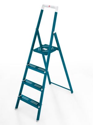 Hailo LifestyleLine L55 Alu Sicherheitsleiter 4 Stufen, Petrol