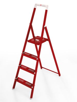 Hailo LifestyleLine Alu Sicherheitsleiter 4-stufig, rot