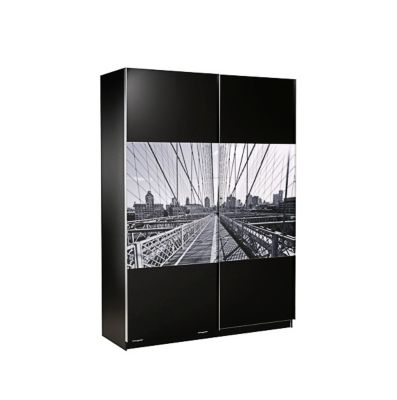 Kleiderschrank New York/Ambynight klein, schwarz