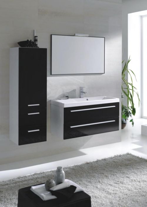 Badm&ouml;bel-Set Kwadro 100 schwarz 3-tlg.