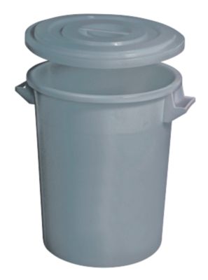 Kunststofftonne 75 Liter mit Deckel, grau