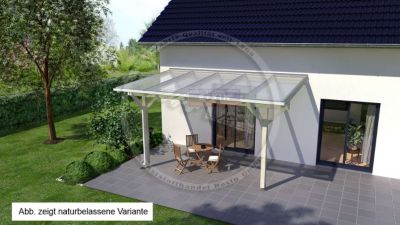 REXOcomplete 406 x 400 cm Terrassendachbausatz mit Holzunterkonstruktion Silbergrau