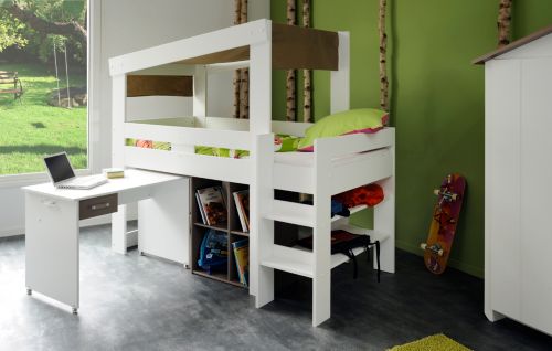 Hochbett Biotiful B-5 mit integr. Schreibtisch, schoko