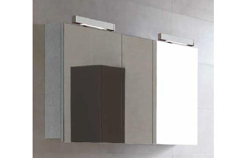 Spiegelschrank mit alufarbenem Korpus - 120 cm, Leuchte I