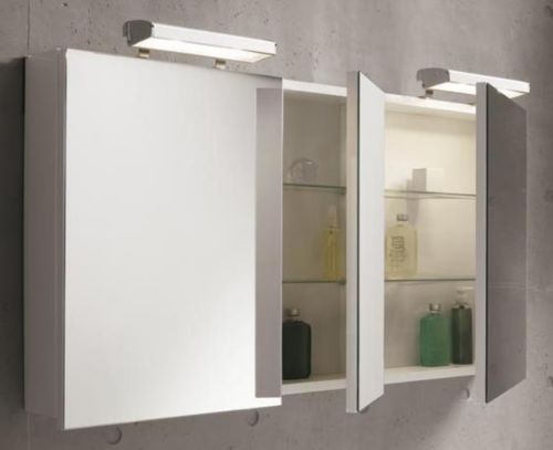 Spiegelschrank mit wei&szlig;em Korpus - 120 cm, Leuchte III