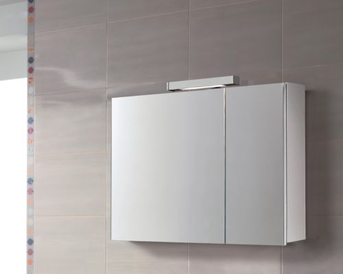 Spiegelschrank mit wei&szlig;em Korpus - 90 cm, Leuchte II