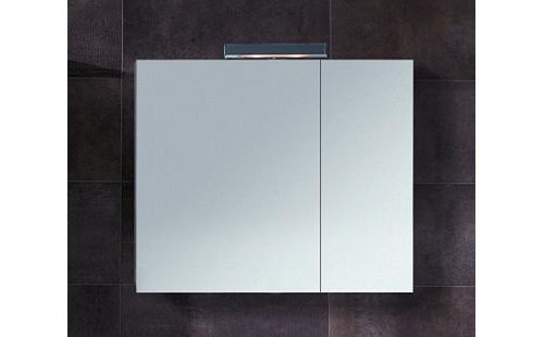 Spiegelschrank mit alufarbenem Korpus - 80 cm, Leuchte III