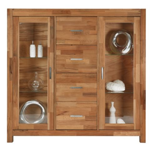 Vitrinenschrank Nelly - 2 T&uuml;ren, 4 Schubk&auml;sten