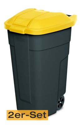 MÃŒlltonne 100 Liter VE: 2 StÃŒck, anthrazit/gelb