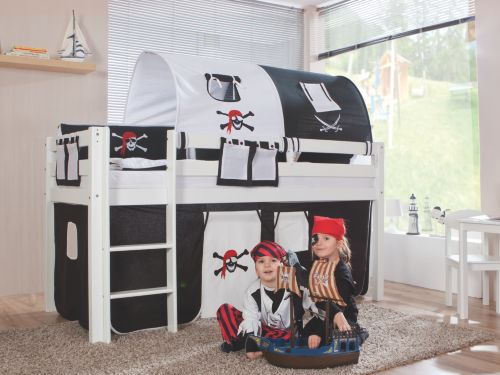 Hochbett Andre weiss inkl. Stoffset, Pirat