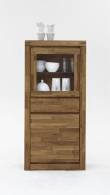 Kerneiche Massivholz Vitrine BrÃŒssel geÃ¶lt - 65 x 141 cm