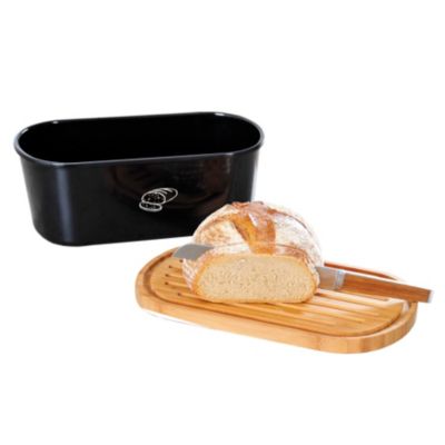 Brotbox mit Bambus Schneidebrett, schwarz Preisvergleich