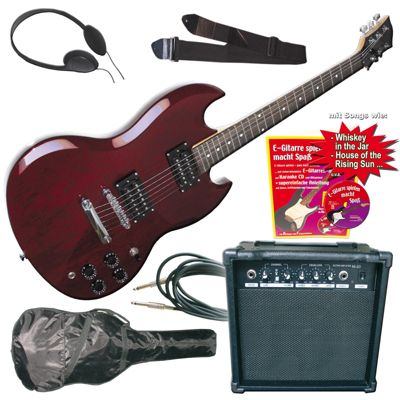 E-Gitarren-Set SG Modell weinrot