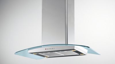 Mebasa Cucina 200 Inselhaube 90 cm mit geschwungenem Glasschirm