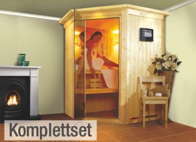 Karibu Larin 68 mm Sauna-Komplettset Eckeinstieg