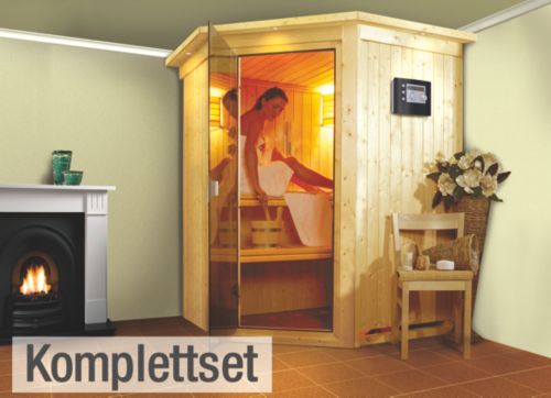Karibu Larin 68 mm Sauna-Komplettset Eckeinstieg