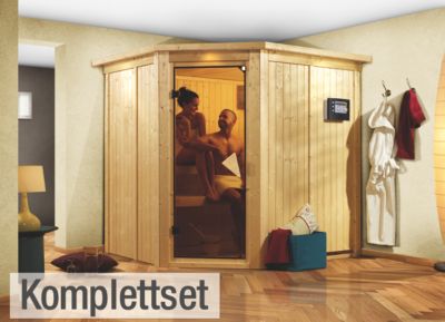 Karibu Siirin 68 mm Sauna-Komplettset Eckeinstieg