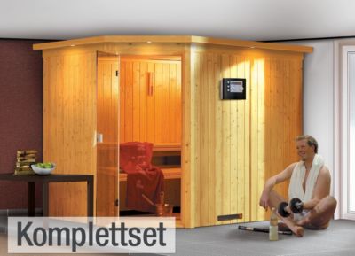 Karibu Malin 68 mm Sauna-Komplettset Eckeinstieg