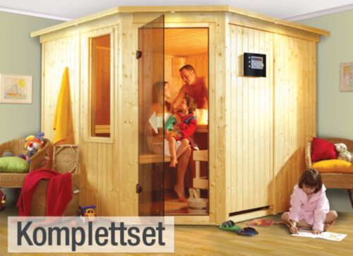 Karibu Farin 68 mm Sauna-Komplettset Eckeinstieg