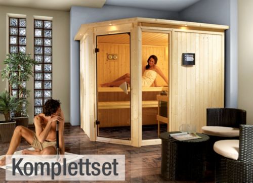 Karibu Fiona 3 68 mm Sauna-Komplettset Eckeinstieg