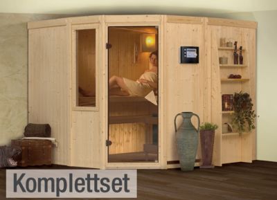 Karibu Simara 3 68 mm Sauna-Komplettset Eckeinstieg im Preisvergleich 