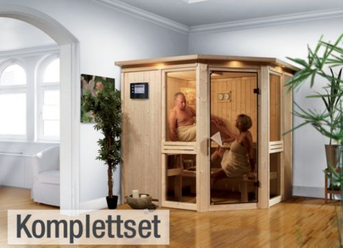 Karibu Emilia 1 68 mm Sauna-Komplettset Eckeinstieg