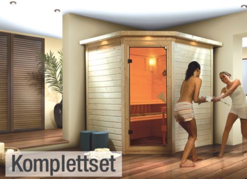 Karibu Thar 40 mm Sauna-Komplettset Eckeinstieg