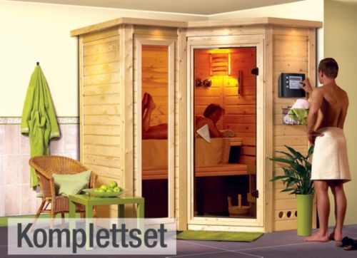 Karibu Sahib 1 40 mm Sauna-Komplettset Eckeinstieg