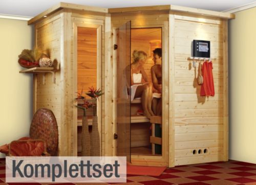 Karibu Sahib 2 40 mm Sauna-Komplettset Eckeinstieg