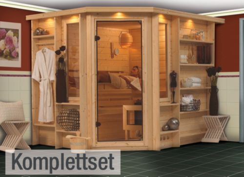 Karibu Riona 40 mm Sauna-Komplettset Eckeinstieg