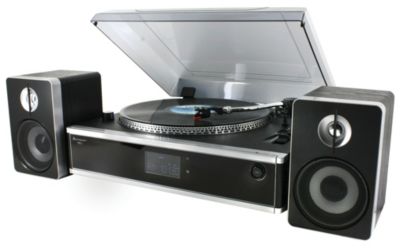 Soundmaster PL 875 USB - Musikcenter mit Plattenspieler silber- sw