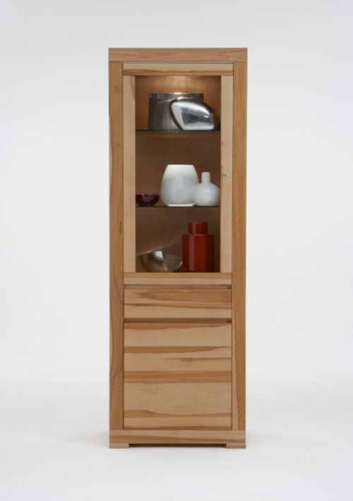 Vitrine Max 3406, Wildeiche massiv, T&uuml;ranschlag rechts